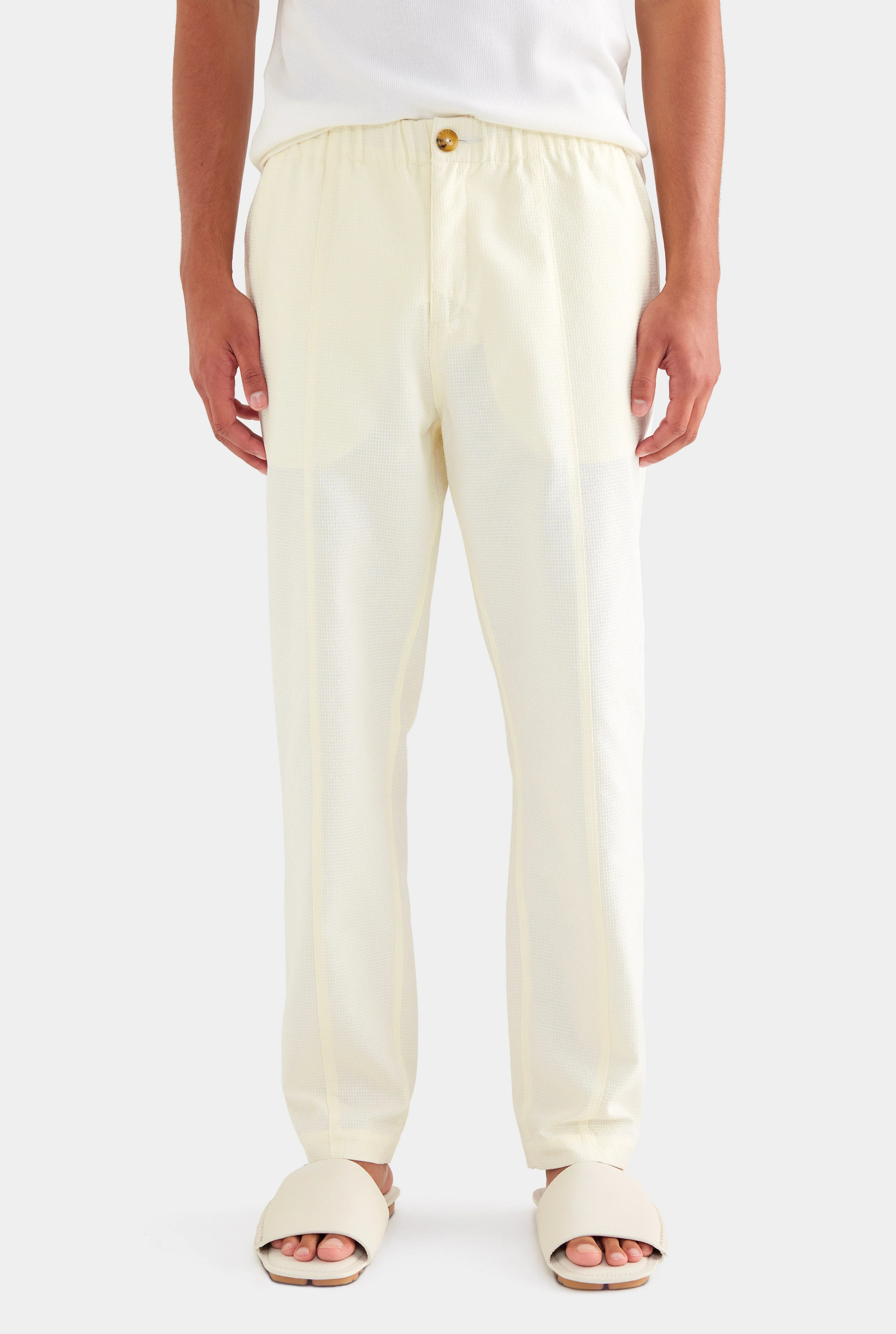Mens Seam Detail Trouser in Cream | Venroy | Venroy AU