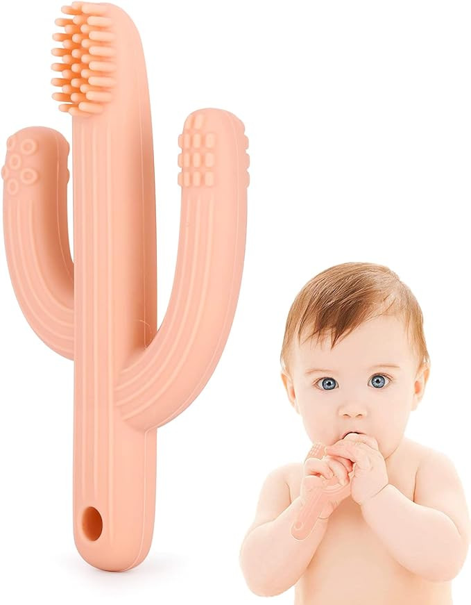Cactus Teether, Baby Teething Toys for Babies, Self-Soothing Pain Relief Soft Baby Toothbrush for... | Amazon (US)