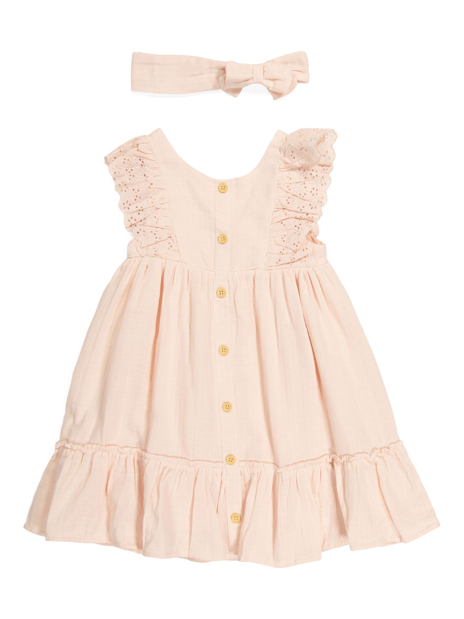 Toddler Girls Scalloped Button Dress | TJ Maxx