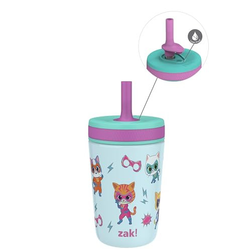 Zak Designs SuperKitties Kelso Toddler Cups For Travel or At Home, 12oz Vacuum Insulated Stainless Steel Sippy Cup With Leak-Proof Design is Perfect For Kids (Ginny, Sparks, Buddy, Bitsy) | Amazon (US)