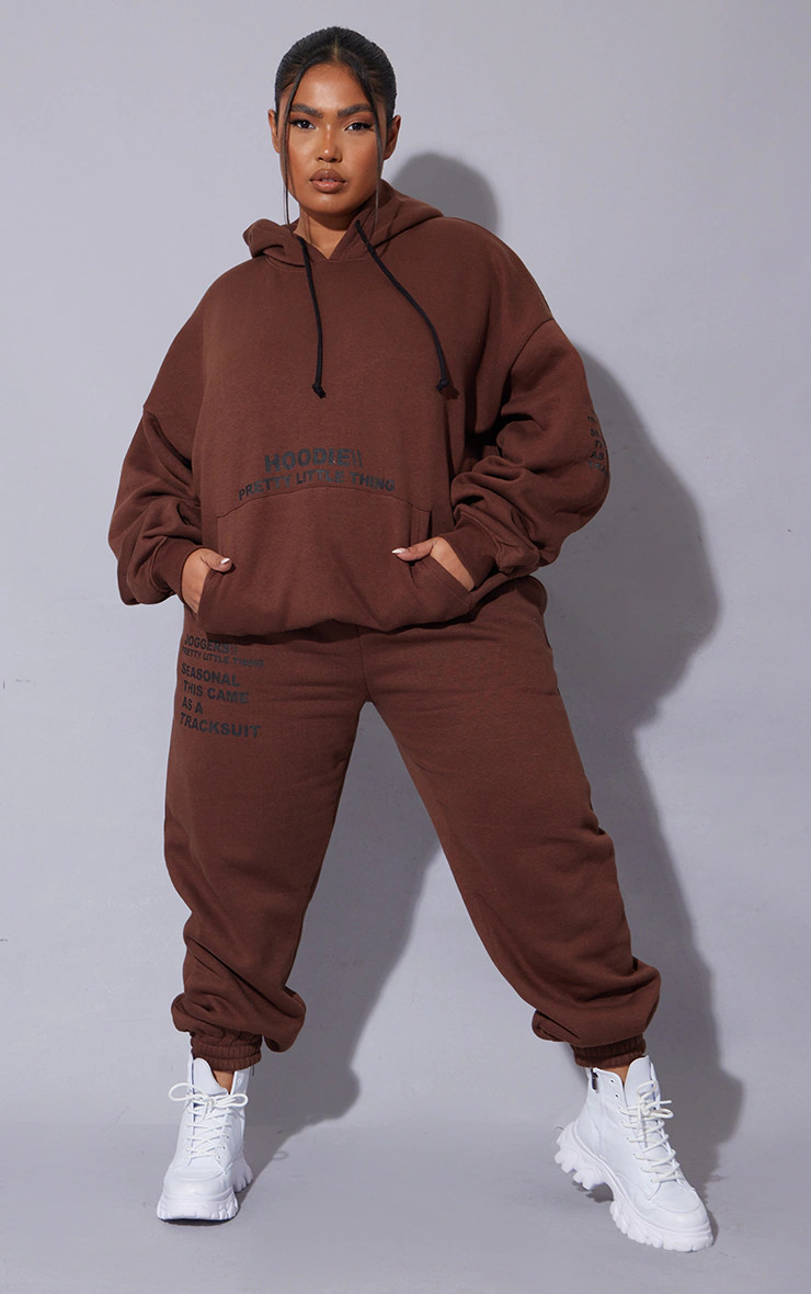 PRETTYLITTLETHING Plus Chocolate Graphic Print Sweatpants | PrettyLittleThing US