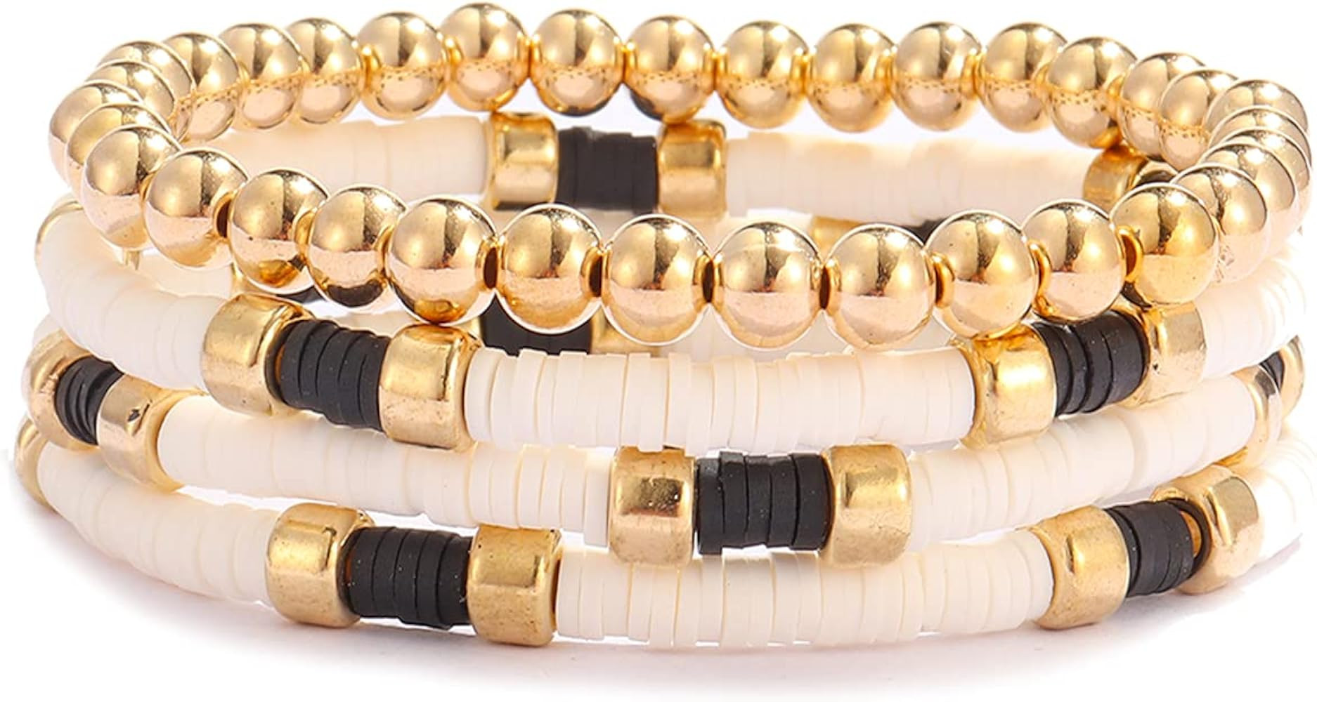 Colorful Beaded Bracelet for Women African Vinyl Bracelet Heishi Beads Strand Bracelet Bohemian M... | Amazon (US)