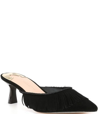 Antonio Melani X Jennifer Sumko Mimi Kid Suede Fringed Mules Black 9.5 New  | eBay | eBay US