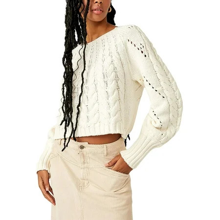 Free People Womens Sandre Knit Long Sleeve Pullover Sweater | Walmart (US)