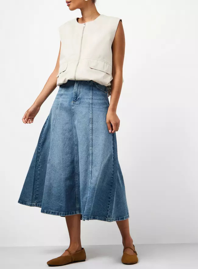 Buy Mid Blue Denim Panelled Full Skirt 14 | Skirts | Tu | Tu Clothing