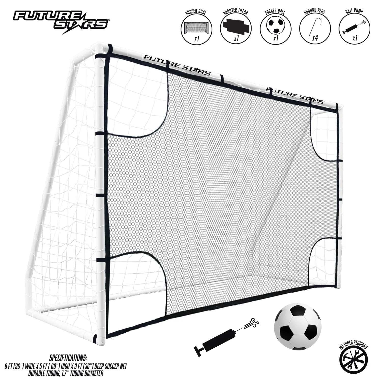 Future Stars 8ft Soccer Goal Combo Set with Shooter Tutor, Official Size 5 Soccer Ball and Pump w... | Walmart (US)
