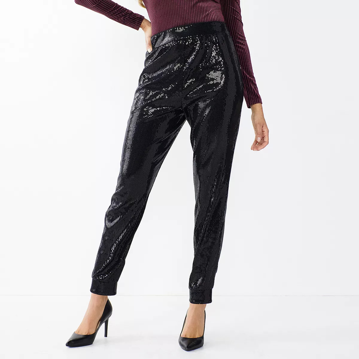 Women's Cara Santana x Nine West Sequin Jogger Pants | Kohl's