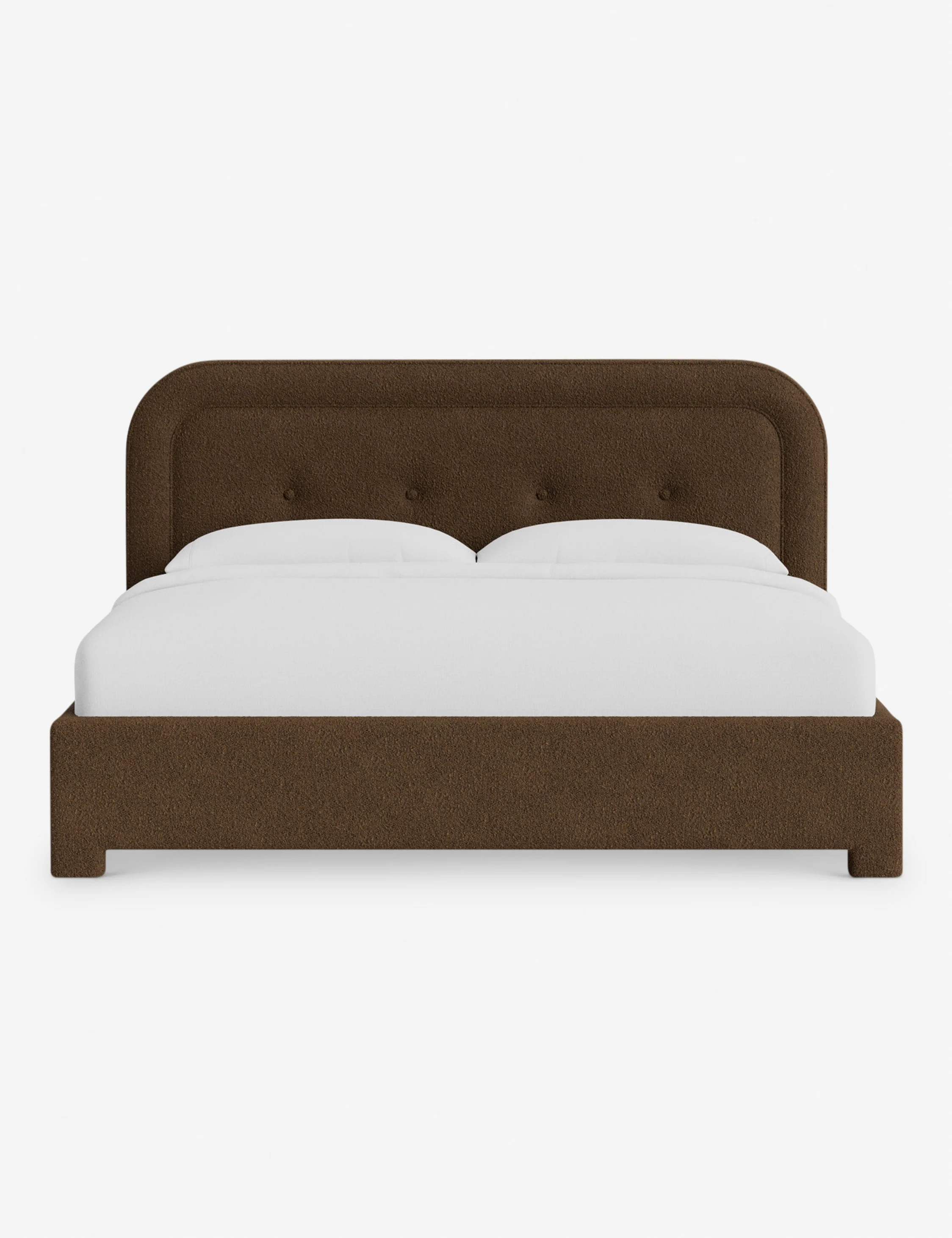 Chestnut Platform Upholstered King Bed by Heidi Caillier, Brown Luxe Boucle | Lulu and Georgia 