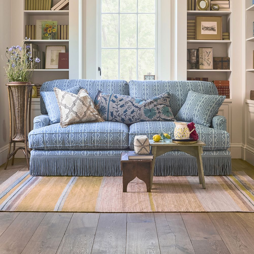 Winnie English Arm Upholstered Fringe Trimmed Sofa | GreenRow