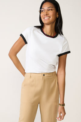 EVEREVE Women's Ever Ringer T-Shirt, Size XL, White | Evereve