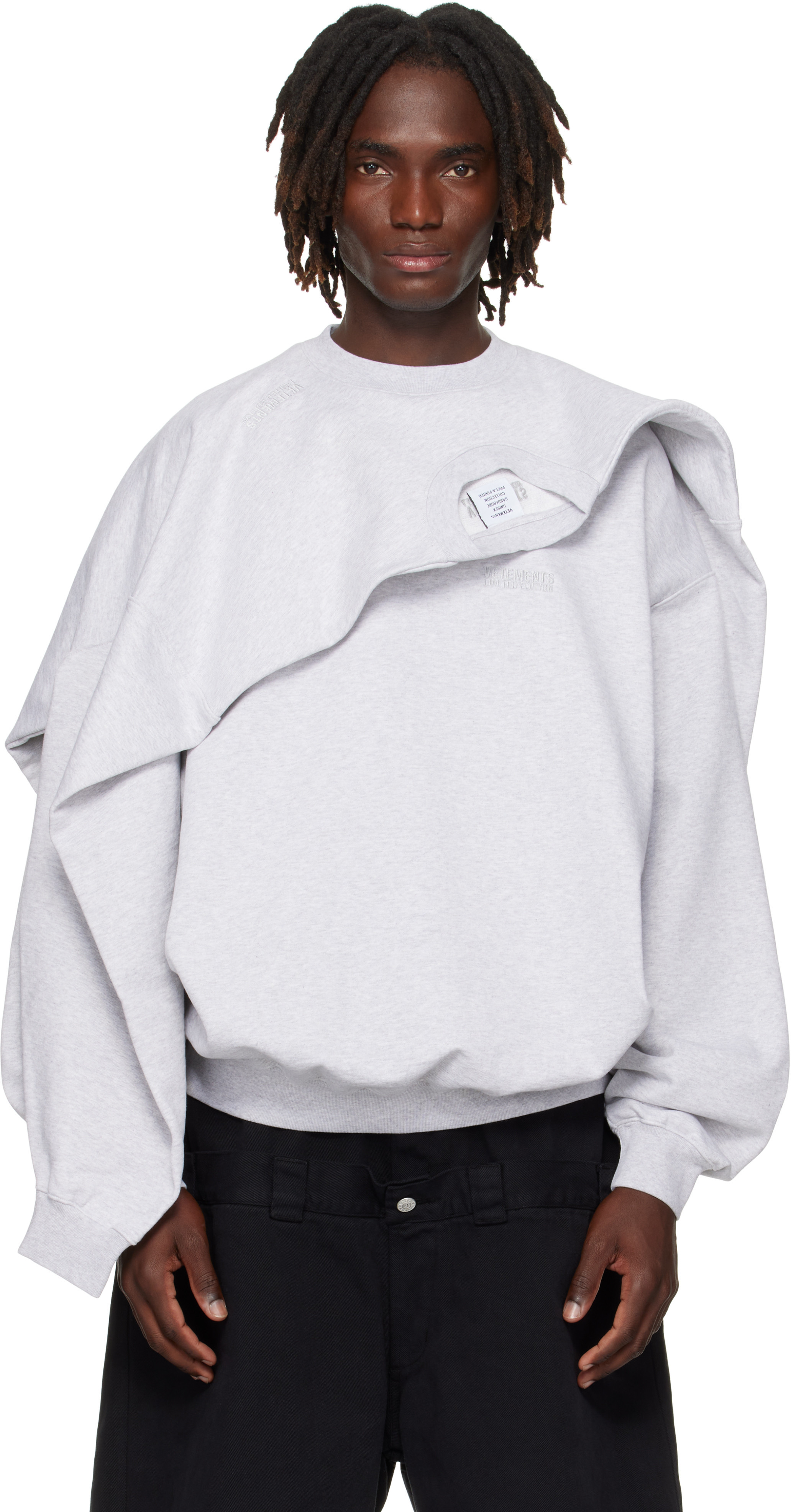 VETEMENTS Gray Double Layered Sweatshirt | SSENSE