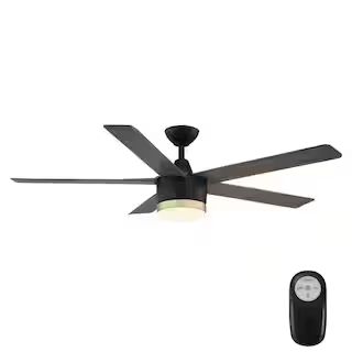 Home Decorators Collection Merwry 56 in. Integrated LED Indoor/Outdoor Matte Black Ceiling Fan wi... | The Home Depot