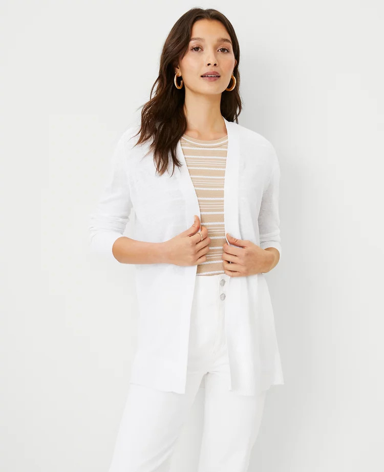 Linen Blend Open Cardigan | Ann Taylor (US)