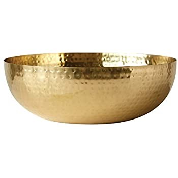 Creative Co-Op DA7392 Round Hammered Metal Bowl, 14", Gold | Amazon (US)