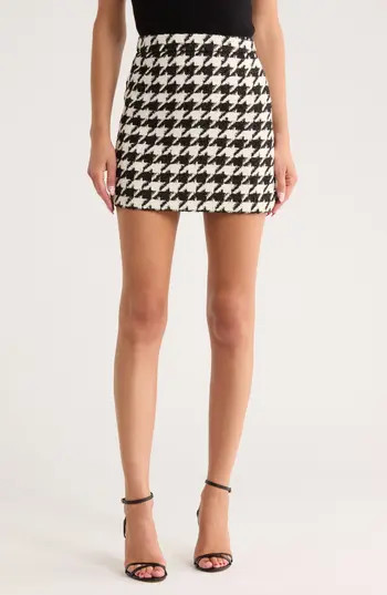 L'AGENCE Marseille Houndstooth Miniskirt in Ecru/Black/Gold Houndstooth at Nordstrom Rack, Size 16 | Nordstrom Rack