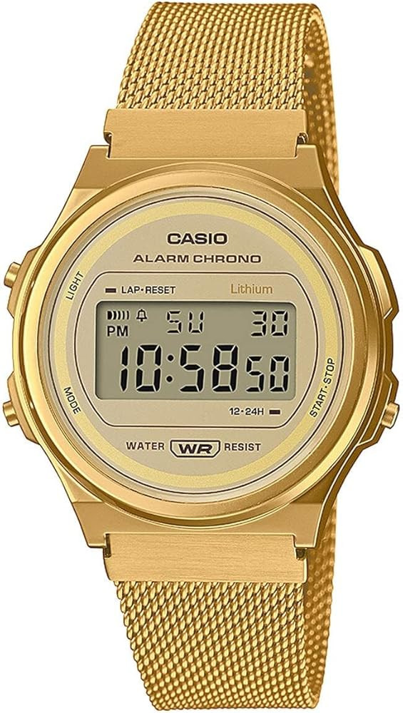 Casio Unisex-Adults Digital Quartz Watch with Stainless Steel Strap A171WEMG-9AEF, Gold, A171WEMG-9A | Amazon (US)