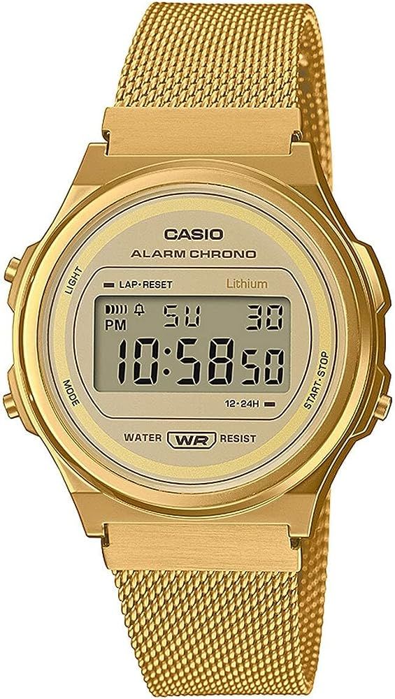 Casio Unisex-Adults Digital Quartz Watch with Stainless Steel Strap A171WEMG-9AEF, Gold, A171WEMG-9A | Amazon (US)
