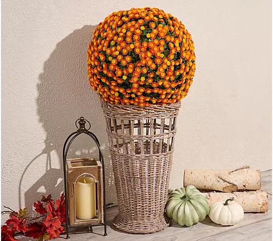 Wicker Park 20" Harvest Faux Mum Sphere - QVC.com | QVC