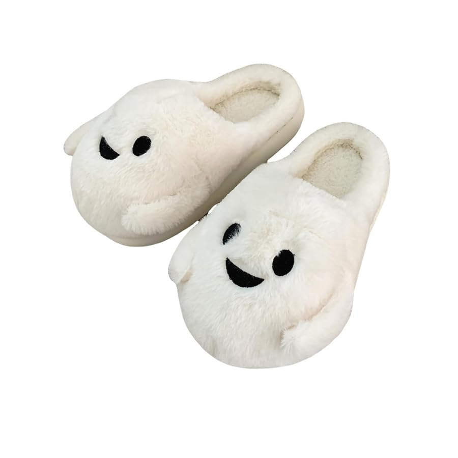 Halloween Slippers Spooky Cute Ghost Fluffy Warm Comfy Autumn Winter Indoor Outdoor Slippers | Amazon (US)