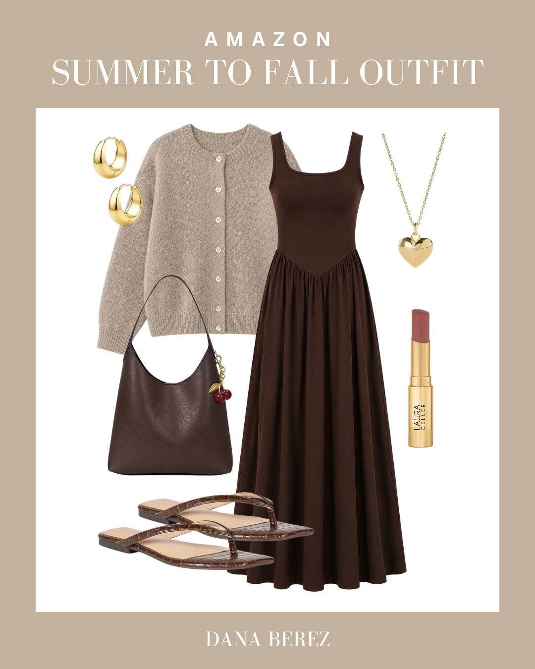 Chocolate brown is the color of the season 🤎 This flowy midi dress paired with a cozy cardigan and rich brown accessories is the perfect effortless look for transitioning from warm summer days into crisp fall evenings.

summer to fall outfit, chocolate brown dress, Amazon fashion, fall outfit ideas, cardigan outfit, brown handbag, gold jewelry, neutral style, transitional fashion, midi dress, casual chic, fall capsule wardrobe, everyday outfit, Amazon finds, timeless style, cozy layers, brown sandals, effortless fashion, classic outfit, fall style

#LTKSeasonal #LTKMidsize #LTKWorkwear