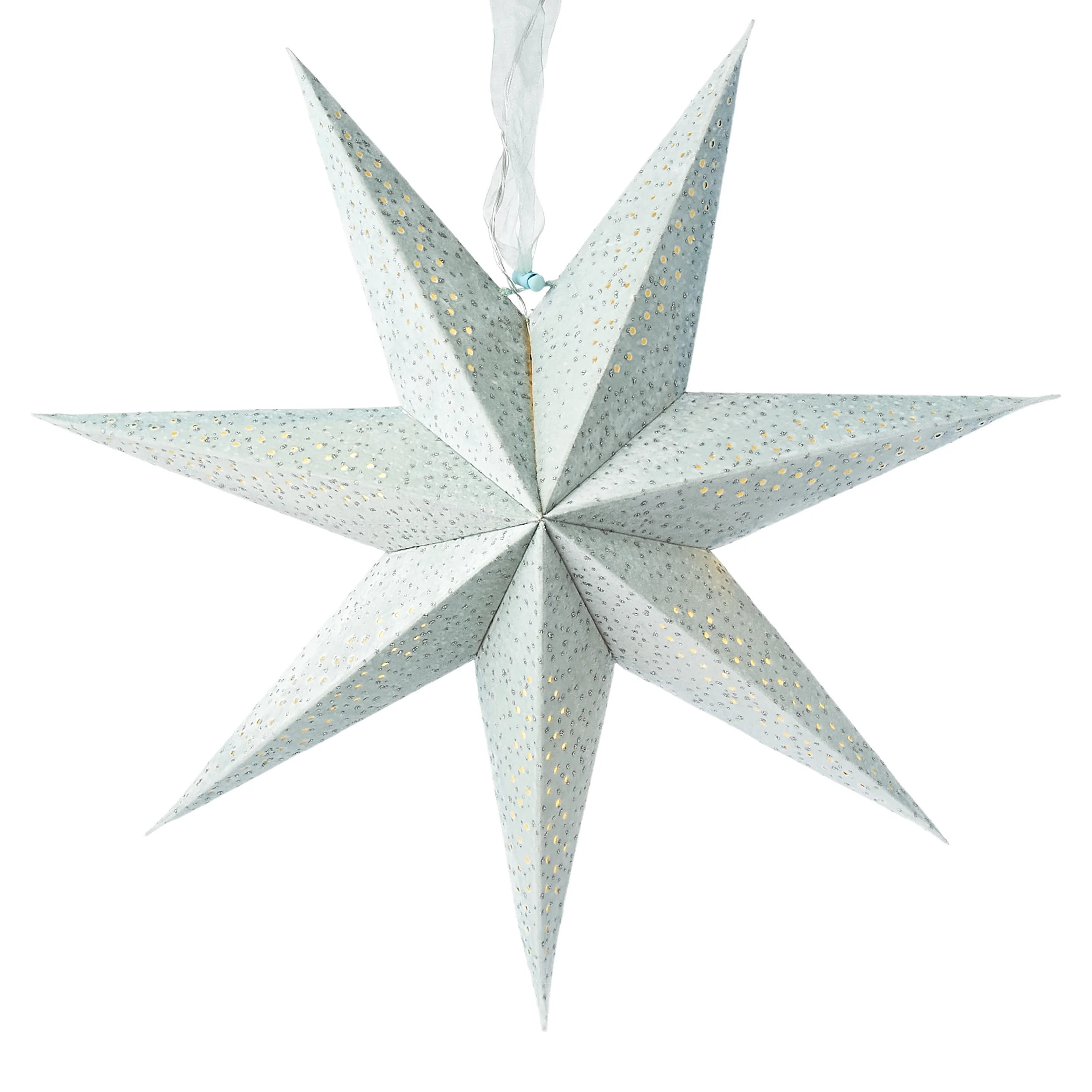 Light-Up Blue Battery-Operated Flocked Star Christmas Hanging Decoration, 17", by Holiday Time | Walmart (US)