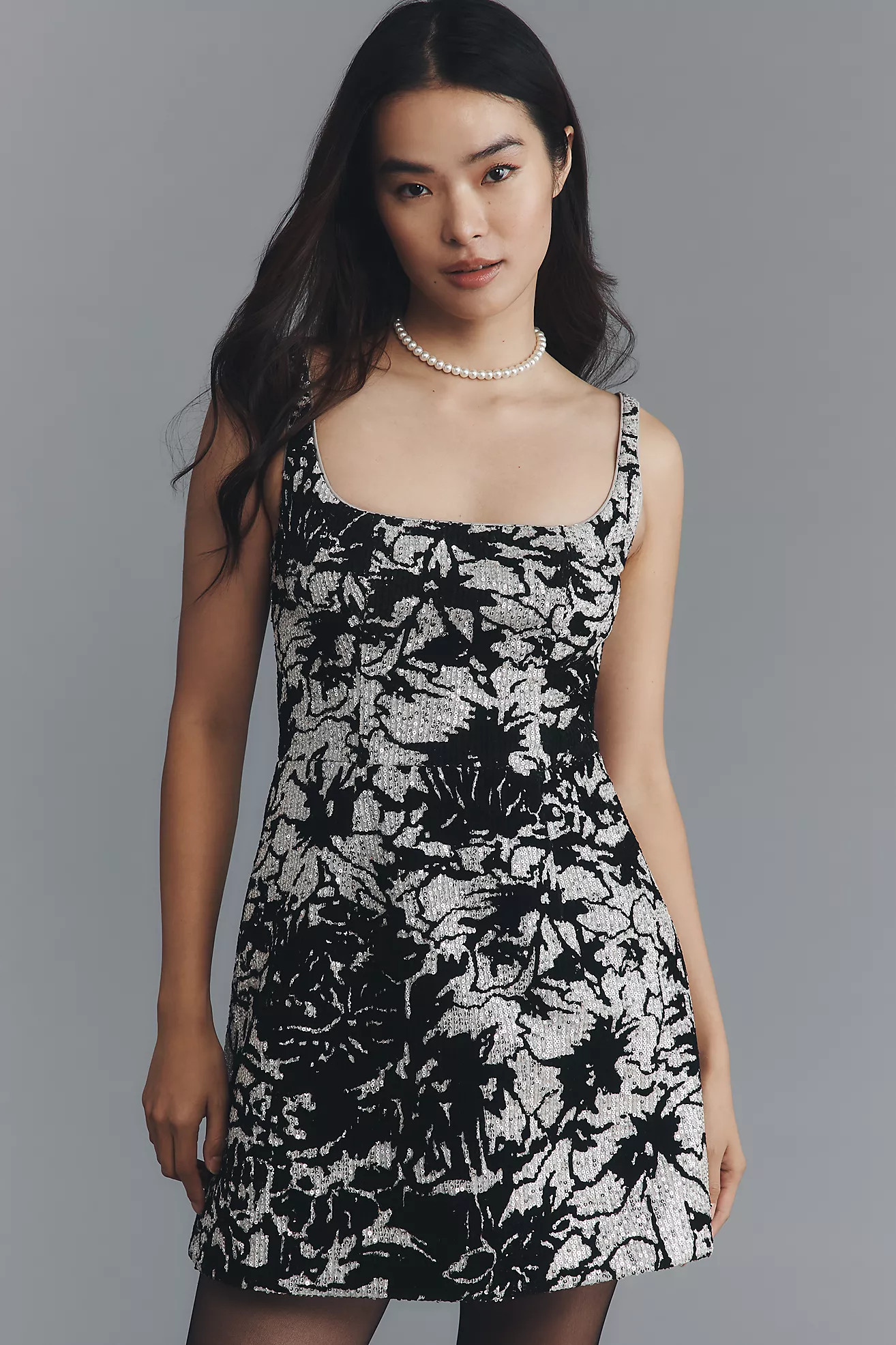 Dress The Population Devi Square-Neck Sequin Mini Dress | Anthropologie (US)
