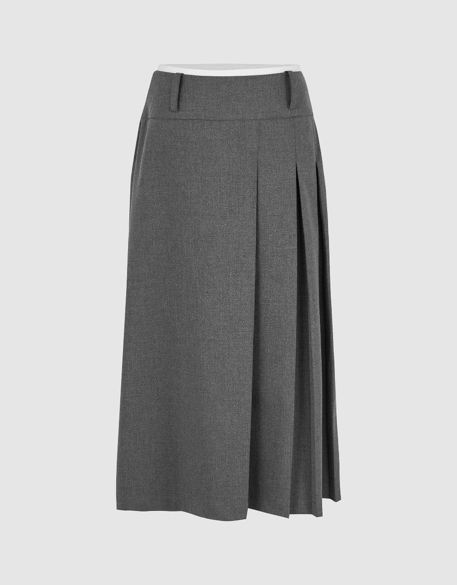 Pleated Midi A-Line Skirt | Urban Revivo