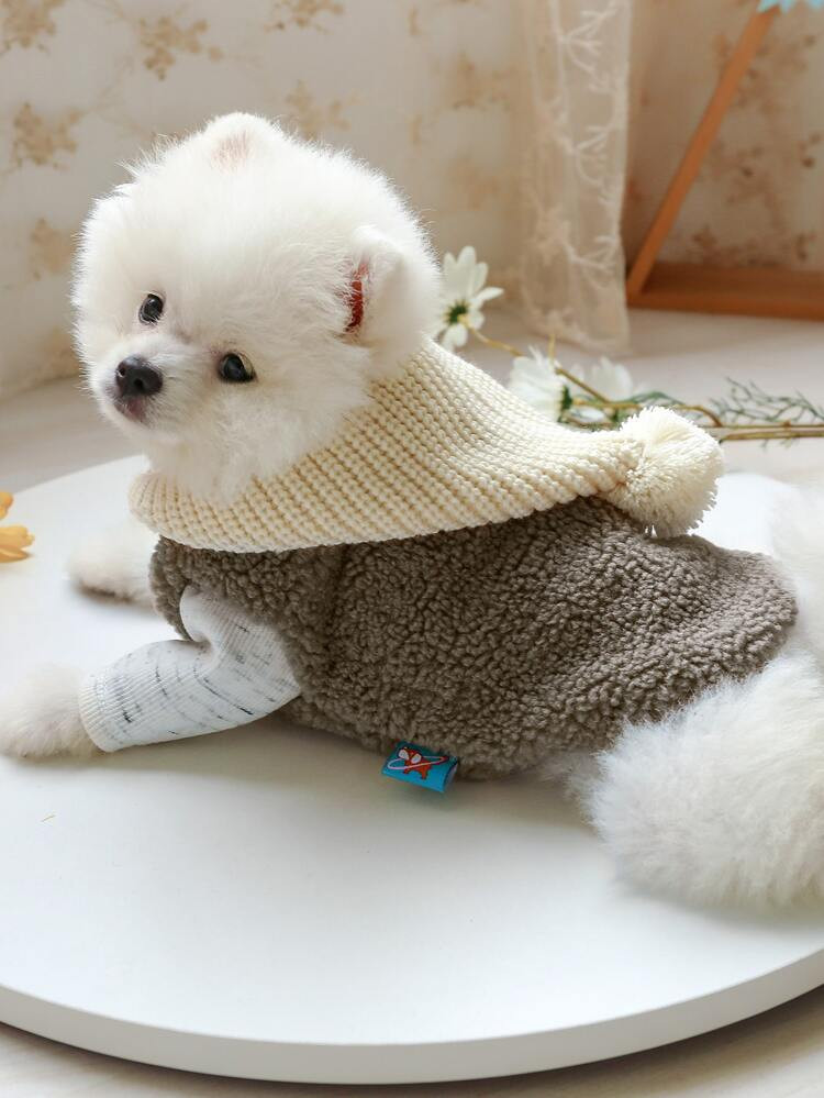1pc Hooded Plush Pet Coat | SHEIN