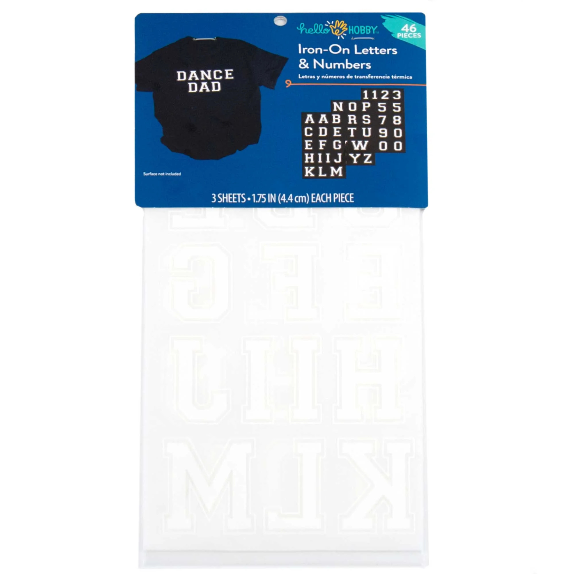 Hello Hobby 1.75"  White Collegiate Flocked Iron-On Letters, 3 Sheets, 46 Pieces | Walmart (US)