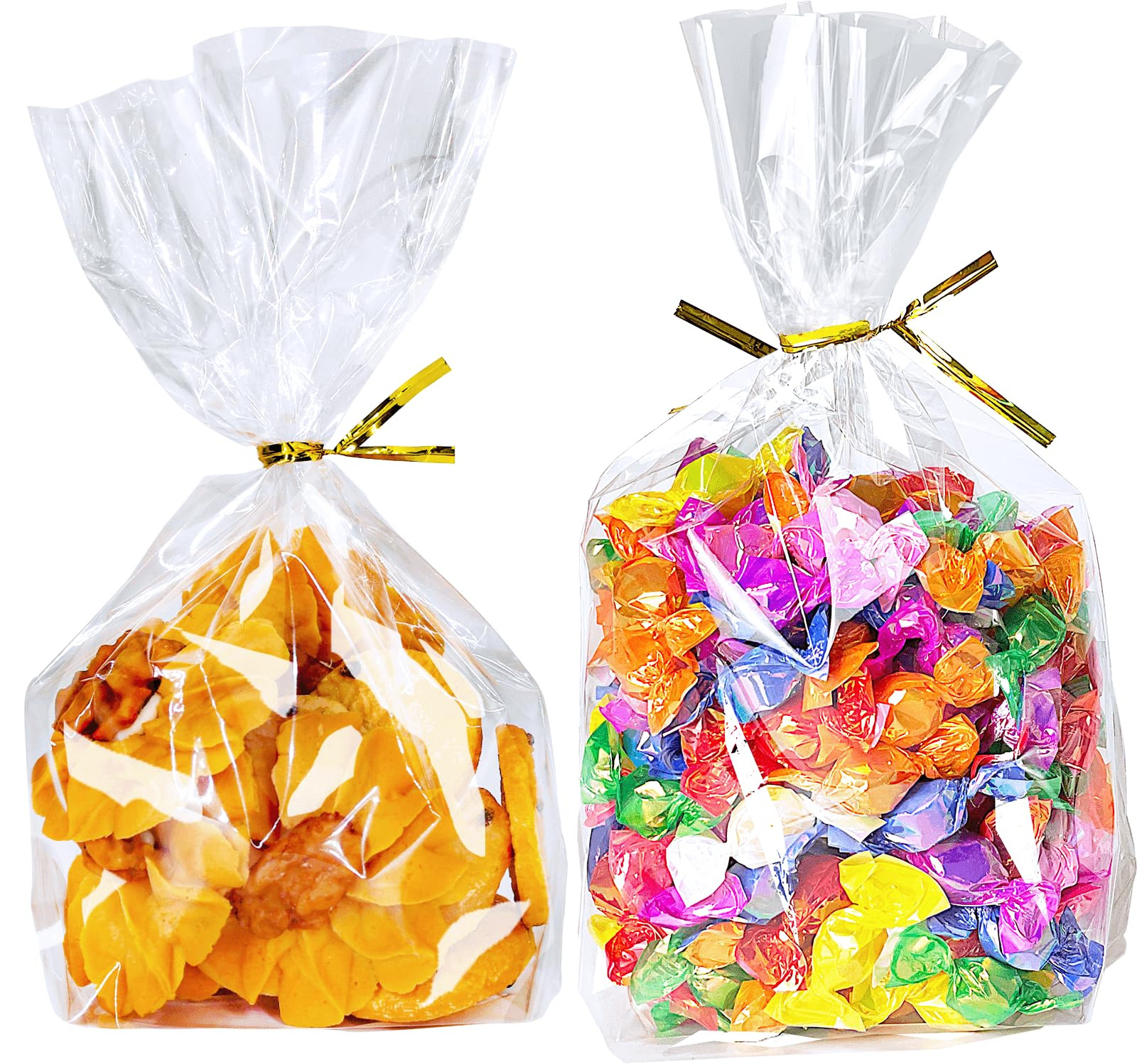 PigPotParty Cellophane Treat Bags 6"x9", 50 Pack Clear Goodie Bags, 2.4" Bottom Gusset for Stand-... | Amazon (US)