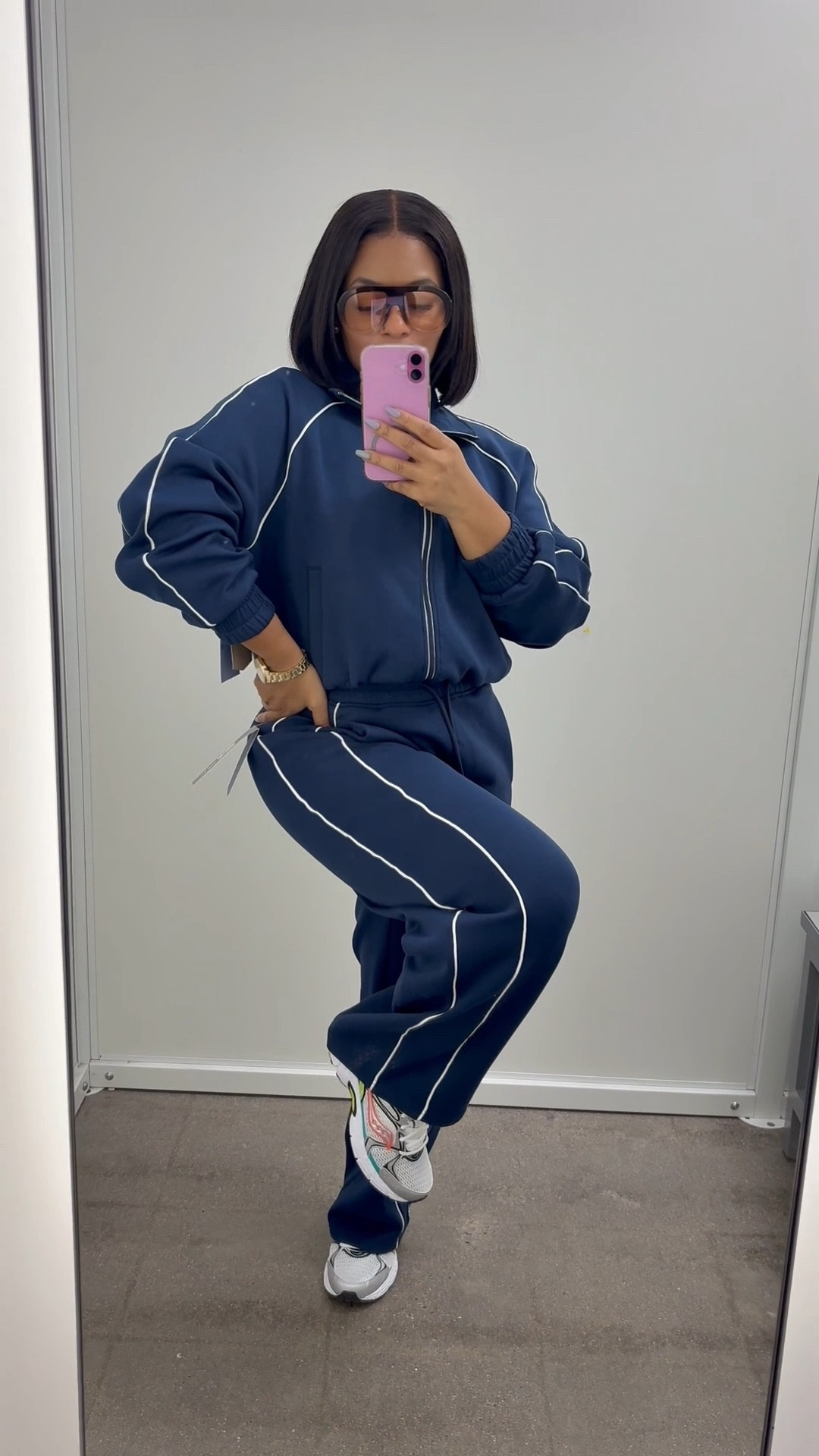 Loveeee a two-piece set 💙 This blue tracksuit is everything—the perfect sporty-chic vibe. 

I’m wearing a size small jacket and medium pants (5’2, 156 lbs) so you can get a real idea of the fit. Trying it on so you don’t have to. ✨

If you’re not in the dressing room feeling yourself to a song in your head, it’s safe to say you have on the wrong outfit. Every outfit has a whole soundtrack in my head. 🎶

Perfect everyday set, casual-cute outfit, athleisure look, running-errands outfit, comfy but put-together vibe, airport outfit, matching set energy.

Everything is linked in my LTK—link in bio. 💫



#LTKSpringSale #LTKootd #LTKgrwm