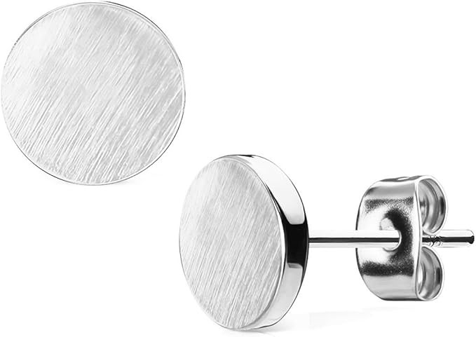 Geo-Shaped Surgical Steel Brushed Finish Stud Earrings | Amazon (US)