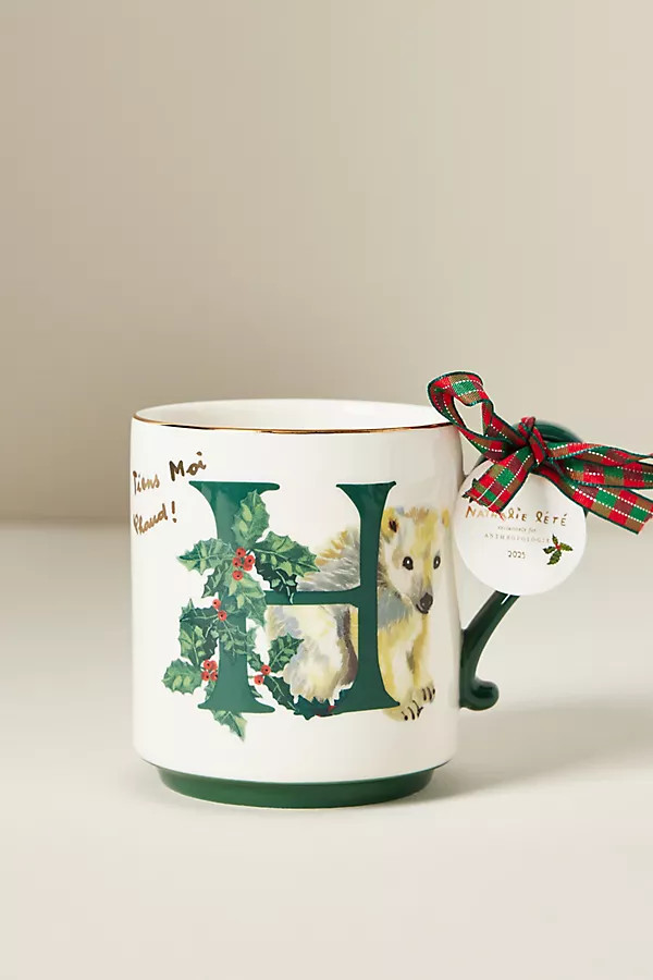 Nathalie Lete Stoneware Holiday Monogram Mug | Anthropologie (US)