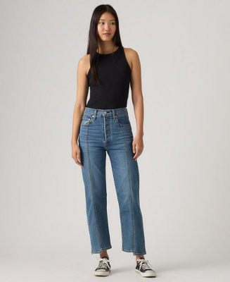 Women's Ribcage High-Rise Straight Ankle Jeans | Macy's