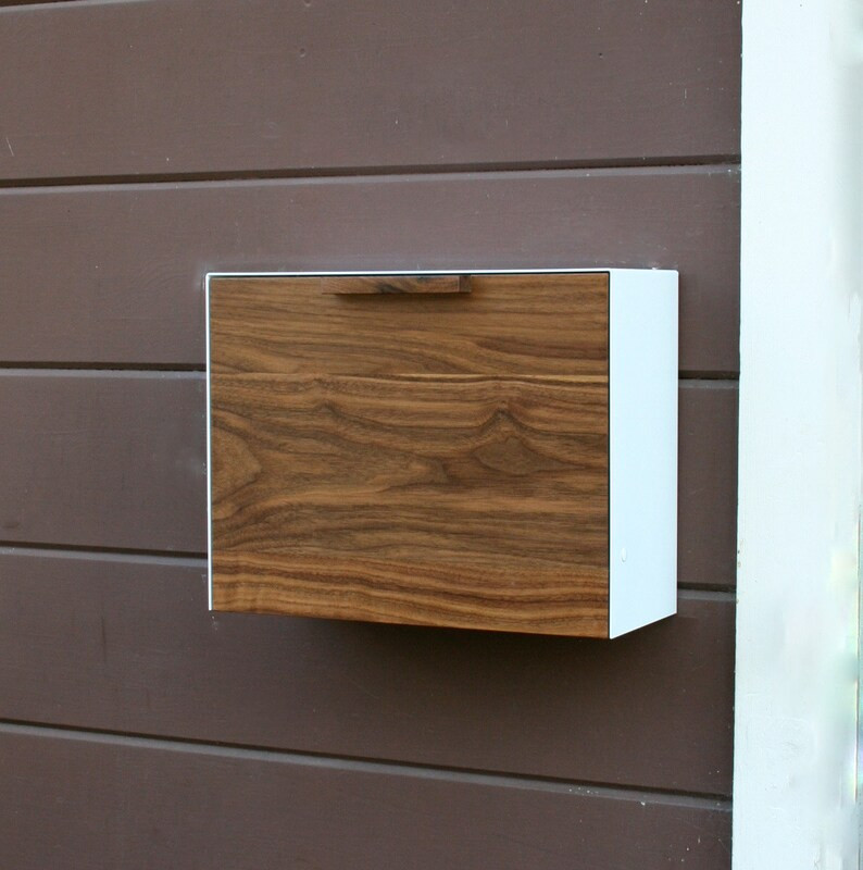 Walnut Mailbox, White Cover, Wall Mounted - Etsy | Etsy (US)