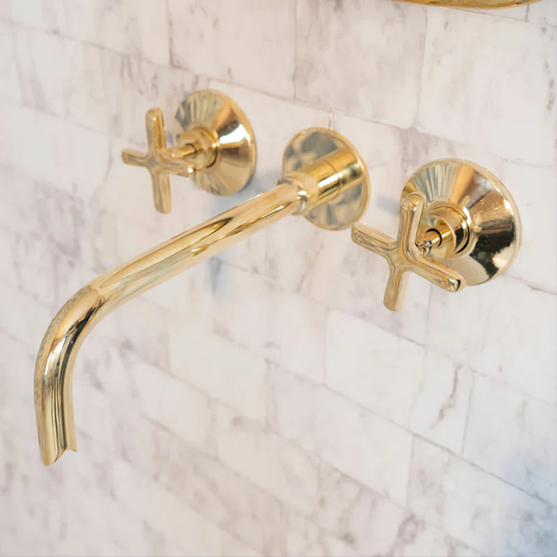 Handmade Unlacquered Brass Wall Mounted Faucet Uique Brass Faucet For Bathroom Decoration | Wayfair North America