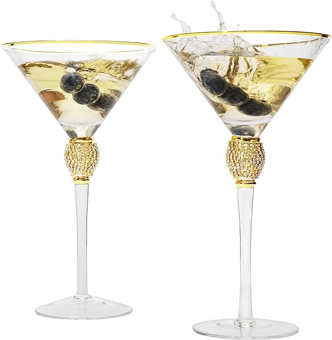 Diamond Collection 2 Piece Stemmed Martini Set - For Drinking Martinis, Manhattans, Vodka, Gin, C... | Amazon (US)