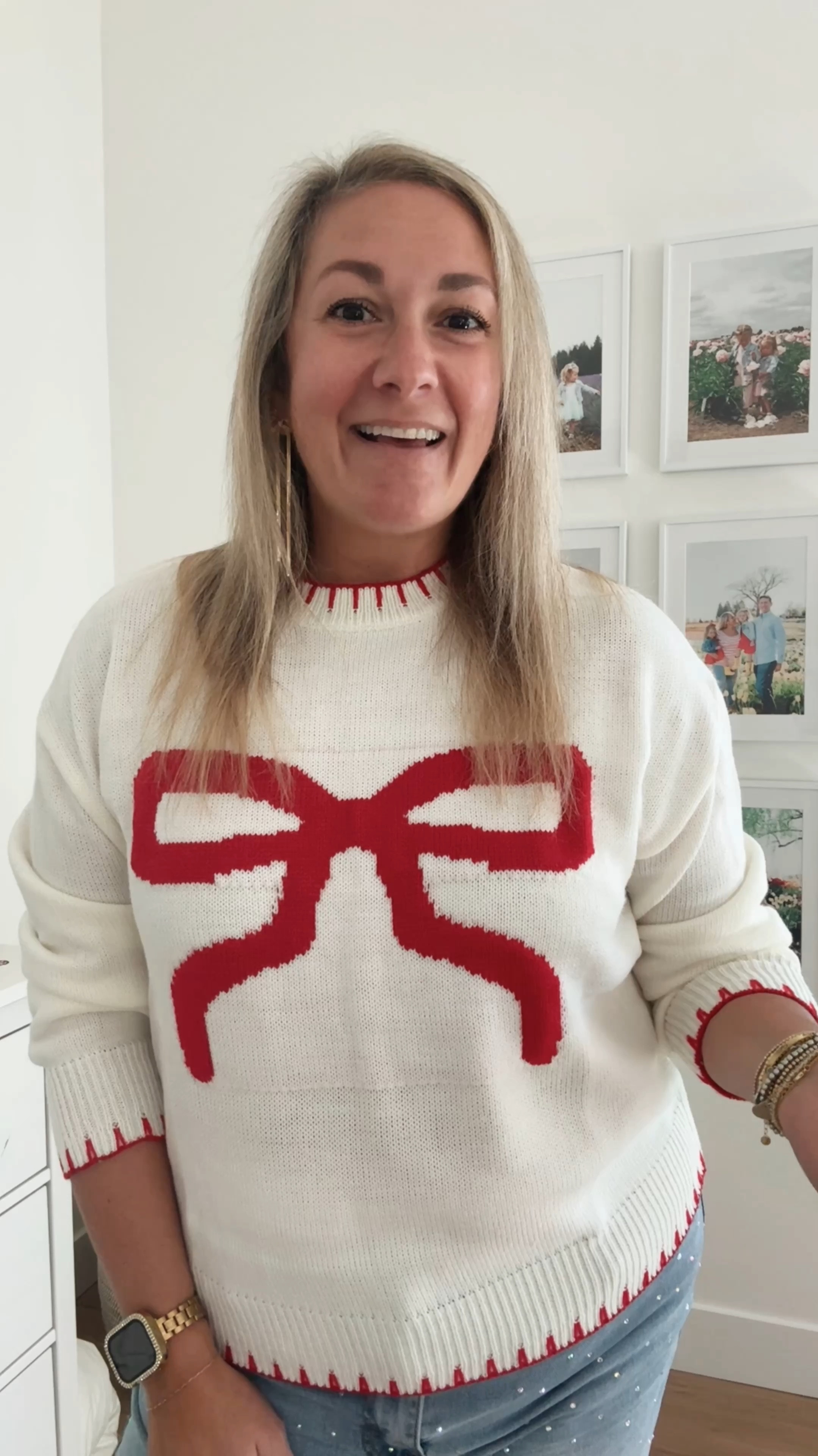 The cutest red bow sweater perfect for Christmas! 

#LTKHoliday #LTKSeasonal #LTKVideo