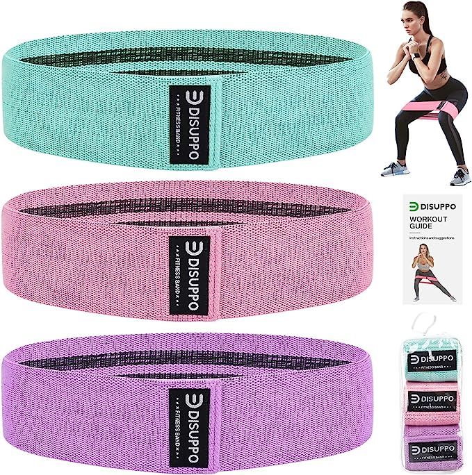 DISUPPO Resistance Bands for Legs and Butt, Workout Hip Bands High Exercise Bands Wide Booty Band... | Amazon (US)