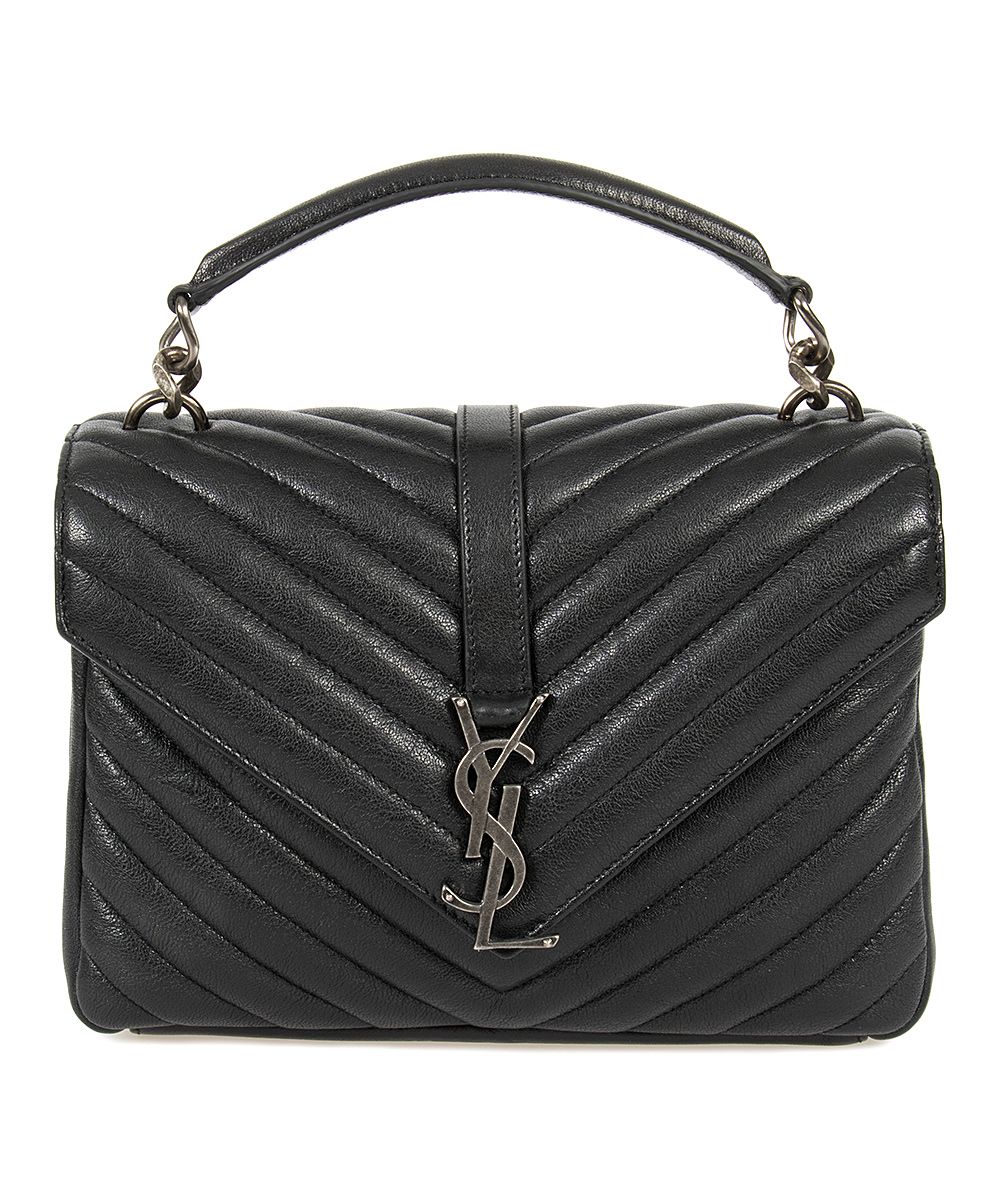 Black Matelasse Leather Crossbody Bag | zulily