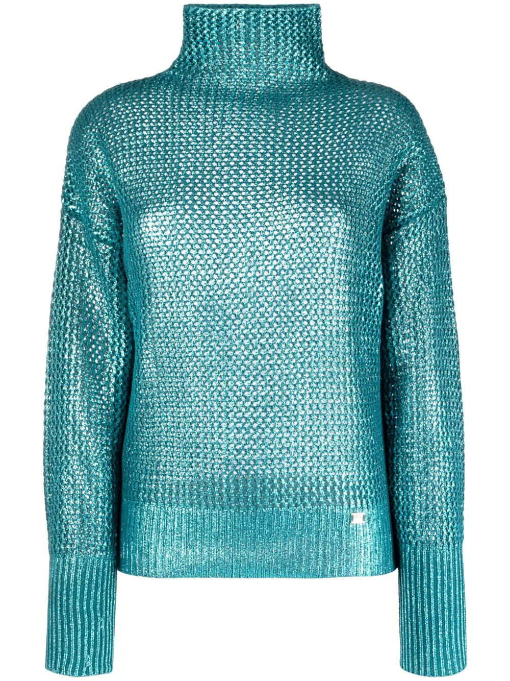 metallic open-knit roll-neck jumper | Farfetch Global