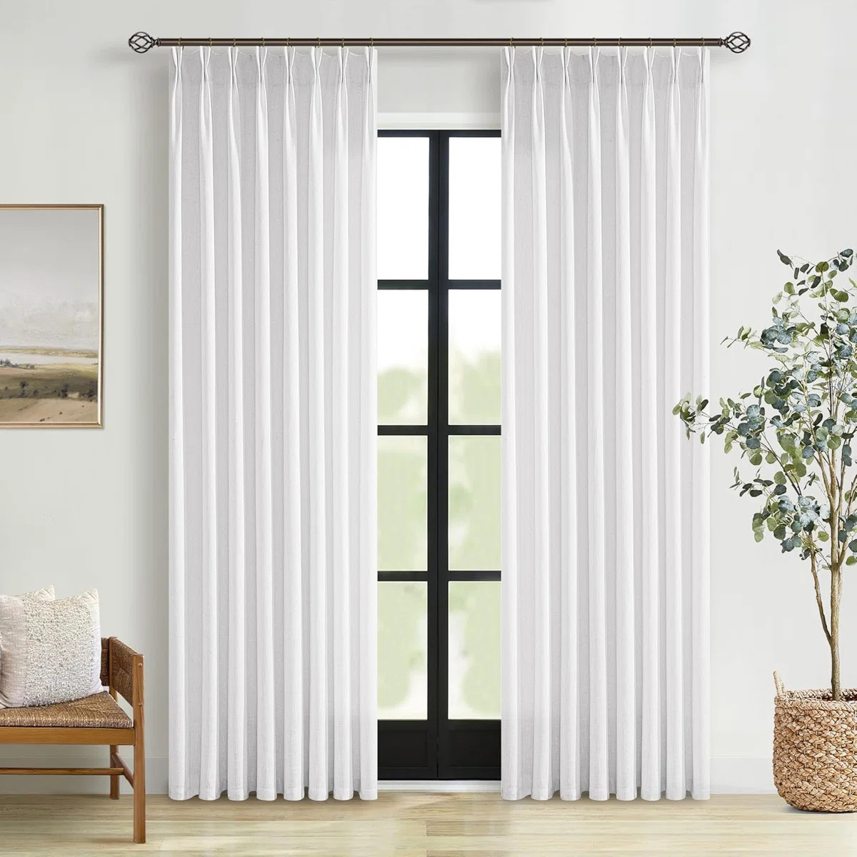 Thick Linen Fabric Memory Trained Pinch Pleated Solid Farmhouse And Modern Rustic Curtains for Di... | Wayfair North America