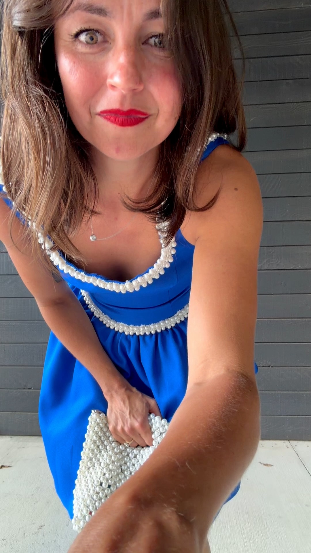 I can’t find this Elliatt dress anywhere! BUT here are some similar blue, bright winter color dresses!
