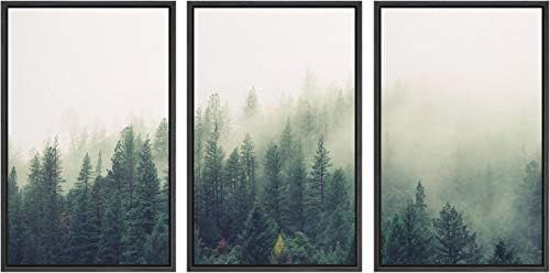 SIGNWIN 3 Piece Framed Canvas Wall Art Green Foggy Mountains Nature Wilderness Photography Abstract  | Amazon (US)