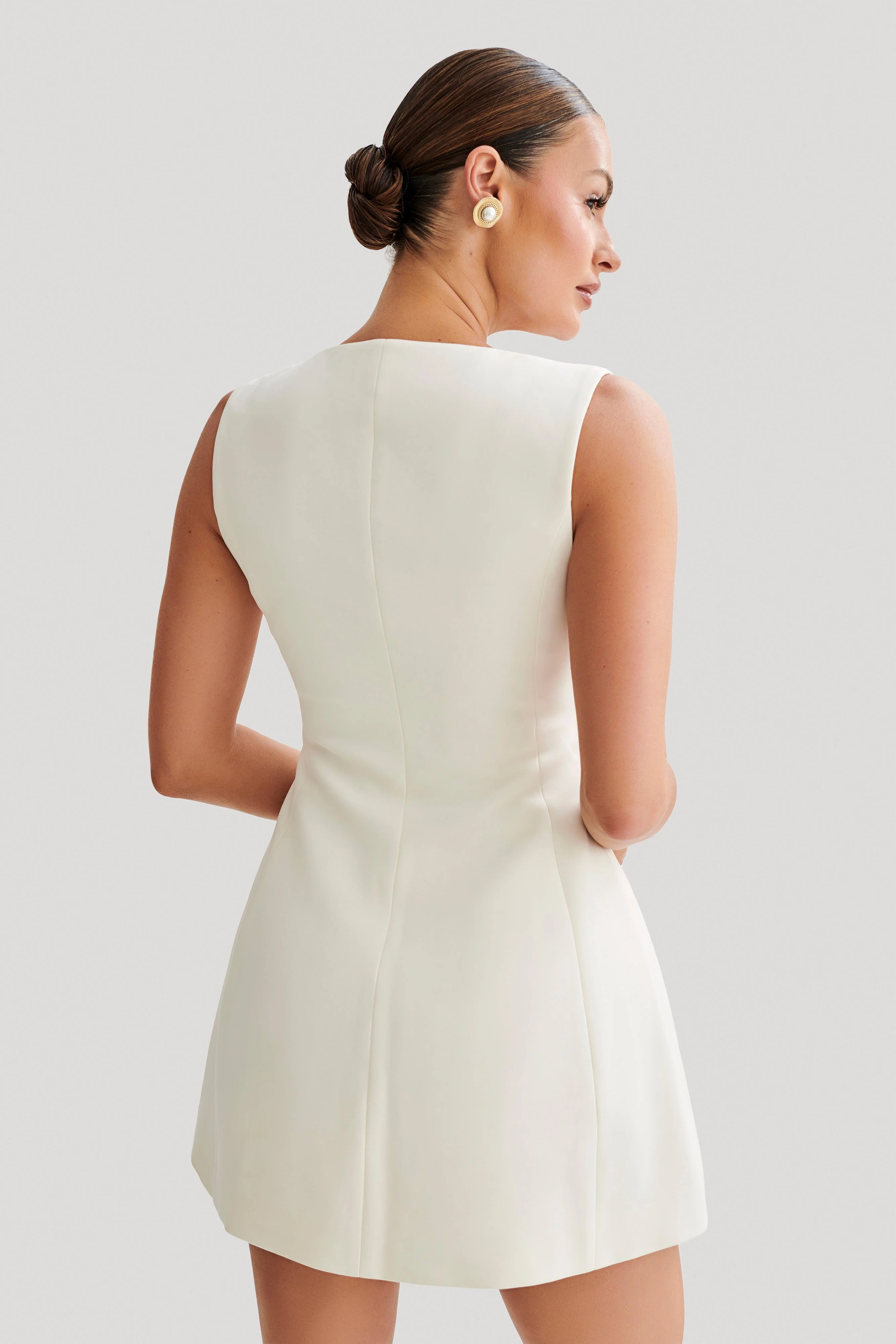 Lysandre Crepe Mini Dress - Ivory | MESHKI US