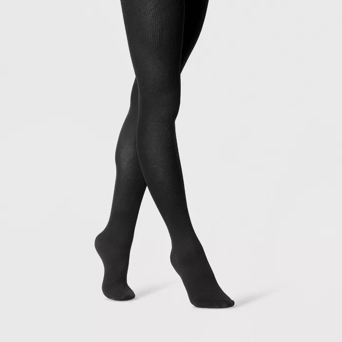 Women's Flat Knit Sweater Tights - A New Day™ Black | Target