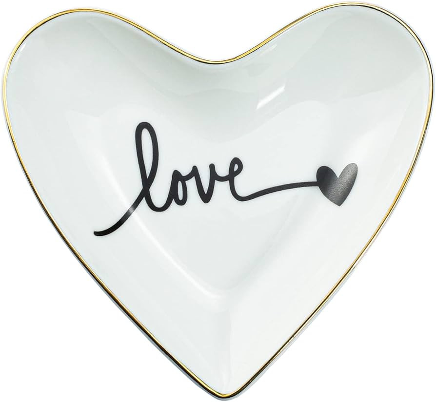 CHOOLD Original Ceramic Heart Shape Ring Dish Holder Jewelry Tray Dish Trinket Holder Jewelry Hol... | Amazon (US)