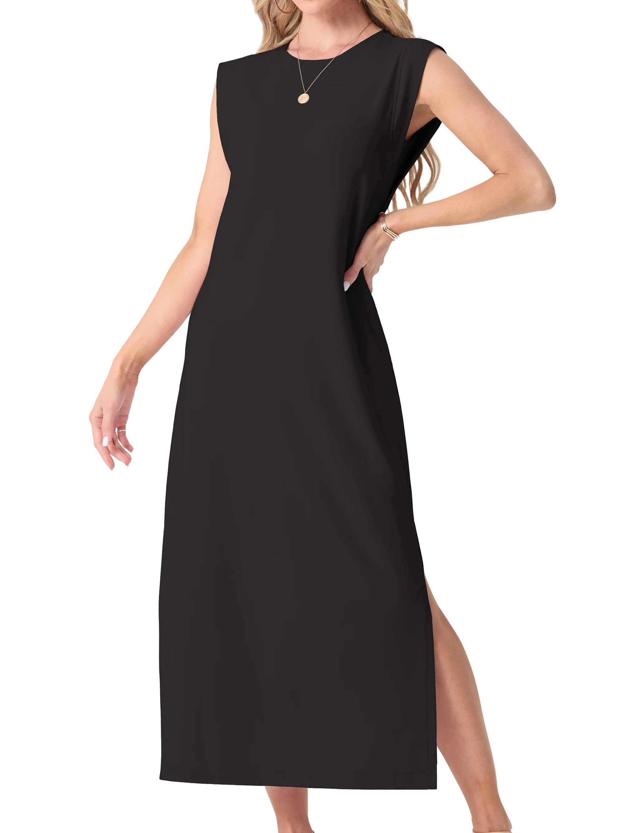 MINTREUS Nightgowns for Women Sleeveless Maxi Long Lounge Dress Lightweight Nightshirt with Pocke... | Walmart (US)