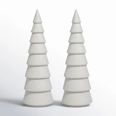 Modern Glazed Tabletop Christmas Tree Sculpture (Set of 2) | Wayfair North America
