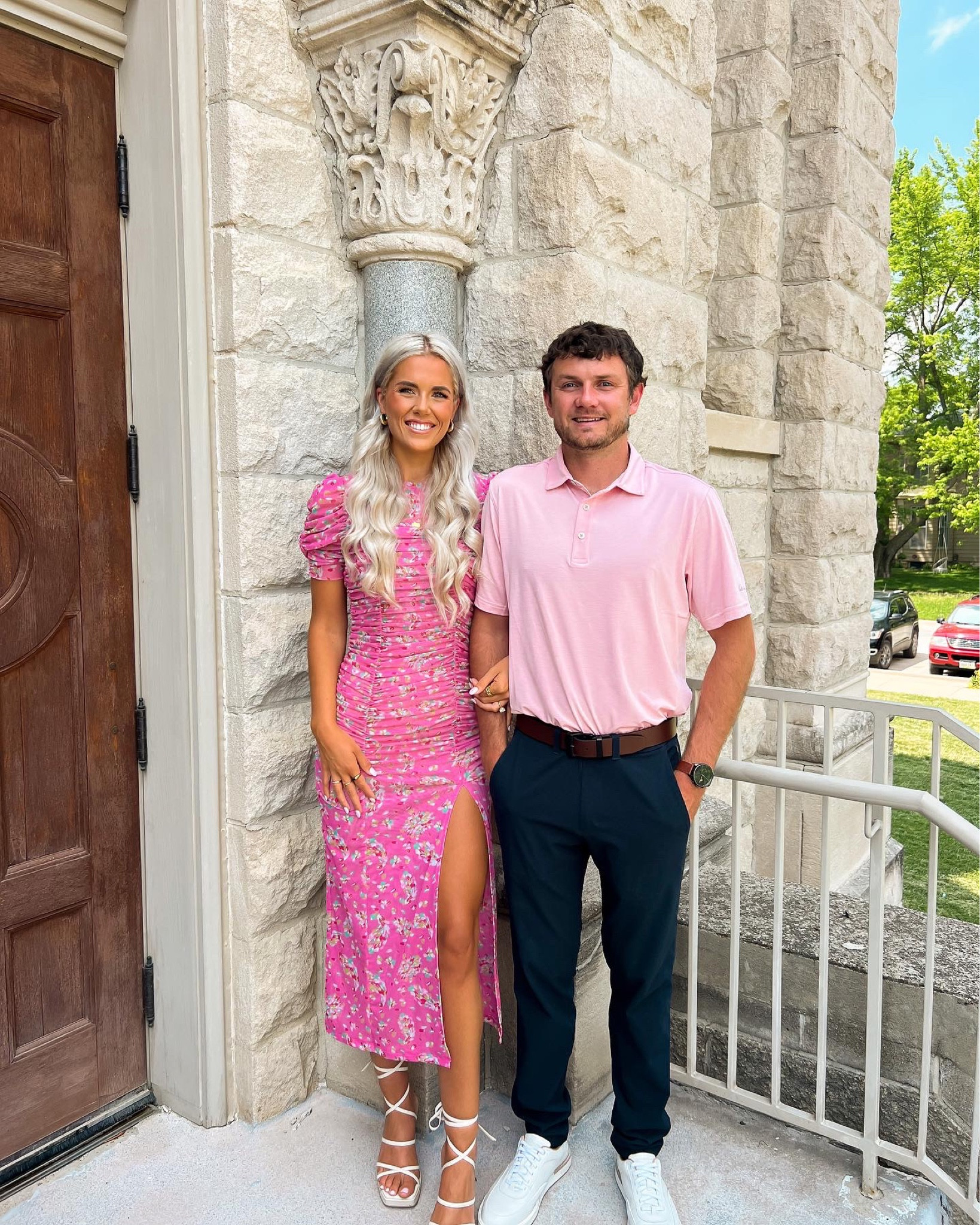 wedding guest dress and men’s wedding guest outfit inspo 🥂🪩🔔 wearing a size XS in dress — SO STRETCHY!! 🙌🏼 

#LTKshoecrush #LTKwedding #LTKSeasonal